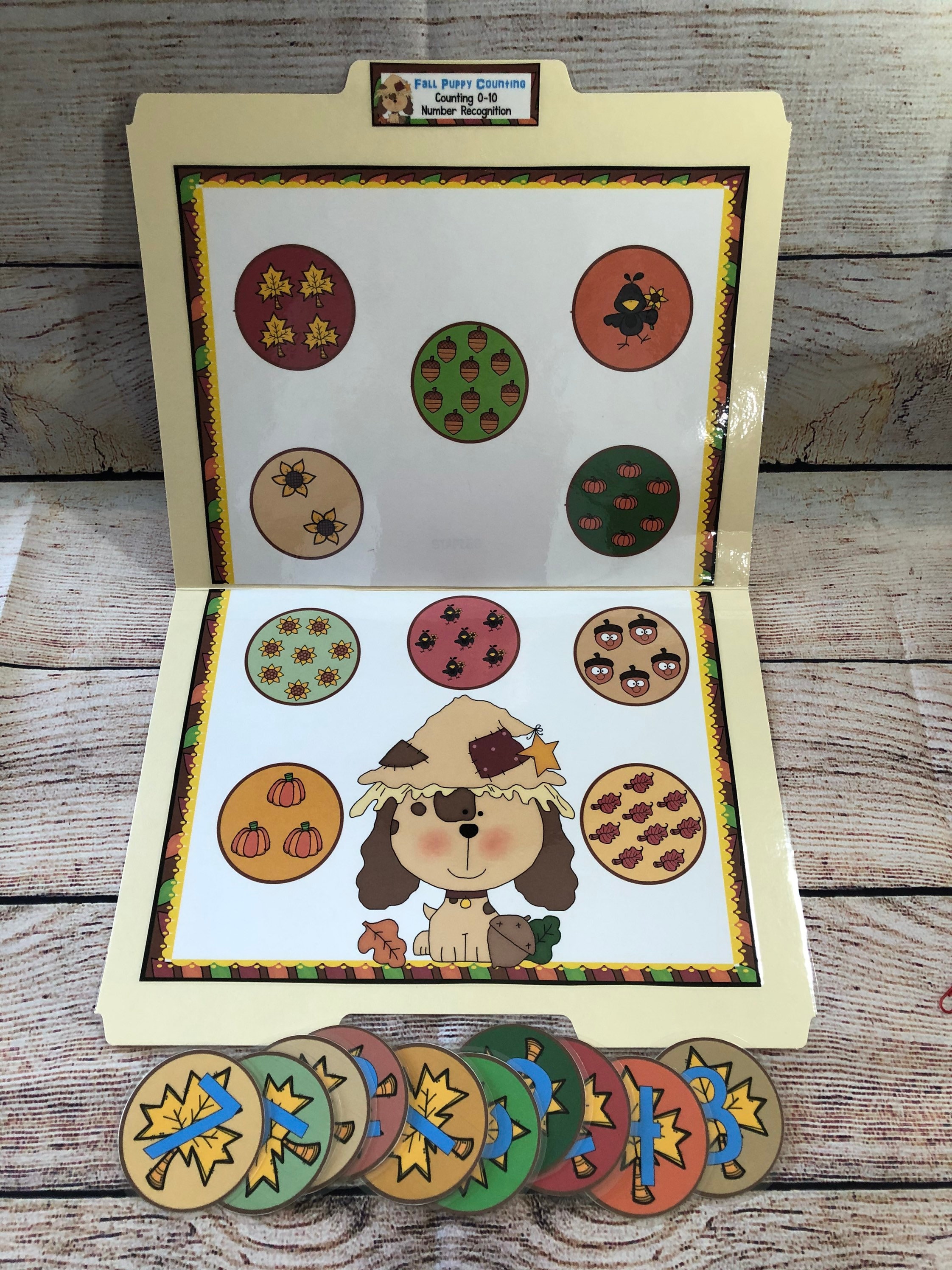 Fall Puppy Counting File Folder Game Numbers 1~10 Kindergarten ...