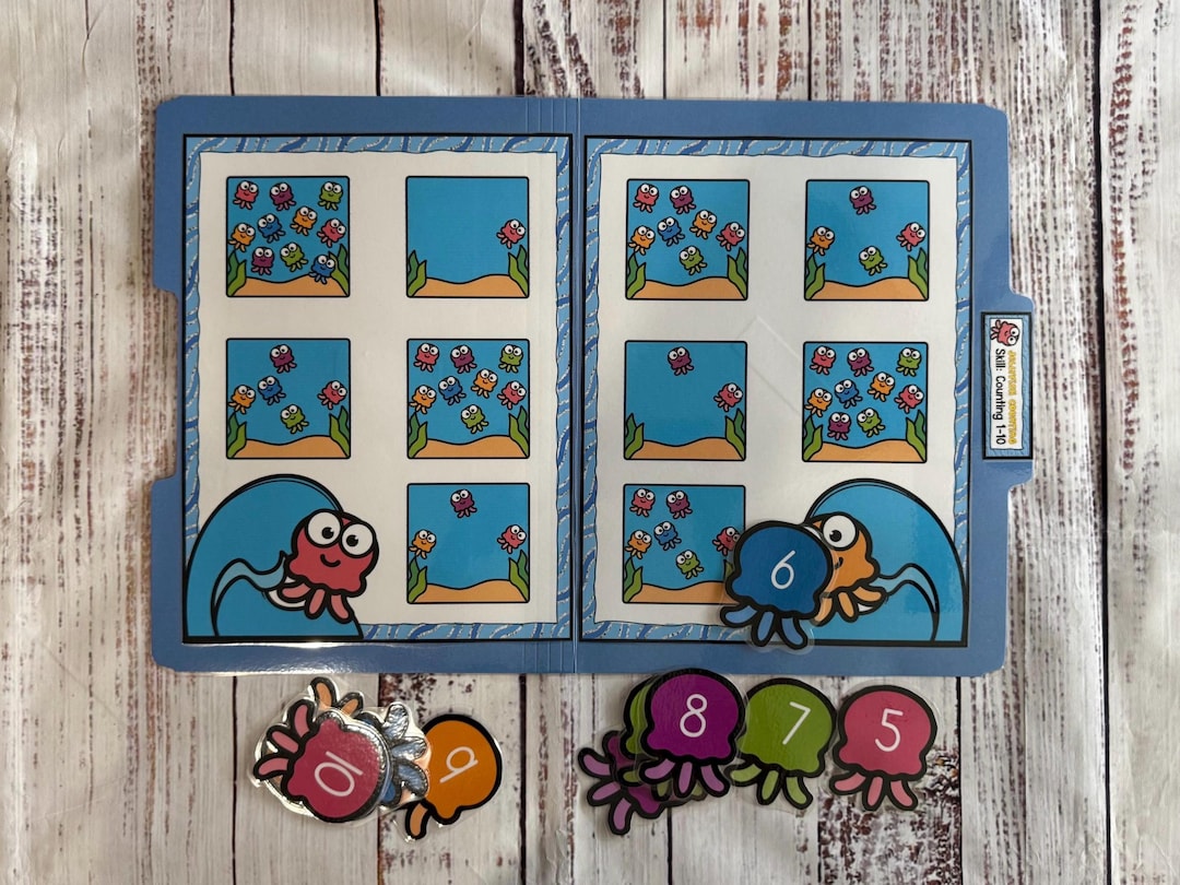 Jellyfish Counting 1-10 Math File Folder Game Center Teacher Resource ...