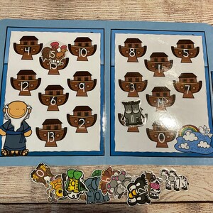 PDF バージョン ノアの数字マッチ ファイル フォルダー ゲーム センター 教師用リソース 幼稚園 幼児向け 聖書物語