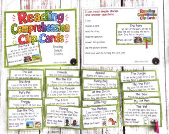 Reading Comprehension Clip Cards: Literacy Center Game