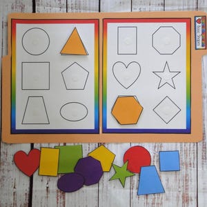 Color Shapes Matching 2D Math File Folder Game Center Teacher Resource Preschool Kindergarten Toddler