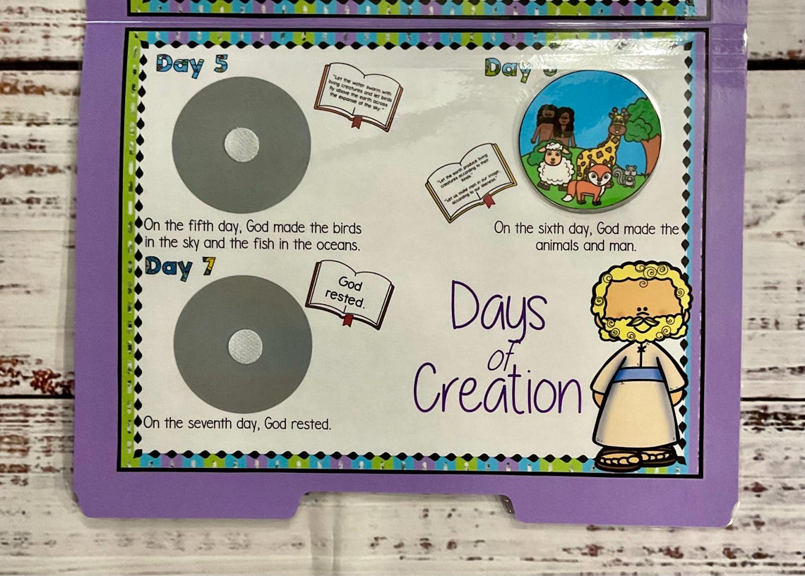 PDF VERSION Days of Creation File Folder Game Center Teacher Resource ...