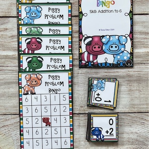 Piggy Problems Addition to 6 Kindergarten First Second Grade Math Task Box Game Center Activity Ready to Play