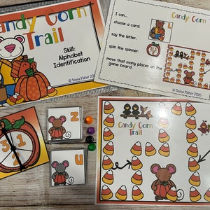 Candy Corn Alphabet Identification File Folder Game Literacy Center Language Arts Preschool Kindergarten Special Education Fall