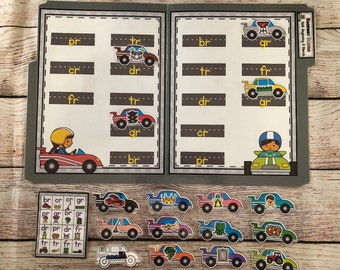 Raceway r Blends File Folder Game Literacy Center Phonics Kindergarten First Second Grade