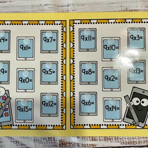 Techno Pal Times Math File Folder Game Center Teacher Resource Multiplication 9 Facts 2nd 3rd Grade