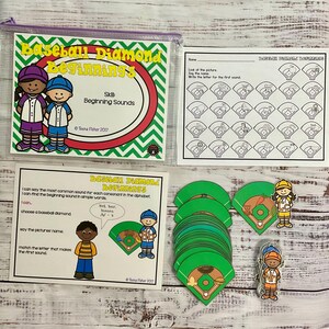 Baseball Beginning Sounds Literacy Phonics File Folder Game Center Teacher Resource Kindergarten First Grade