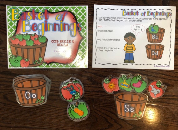 Basket of Beginning Sounds Phonics Literacy Centers Kindergarten Preschool