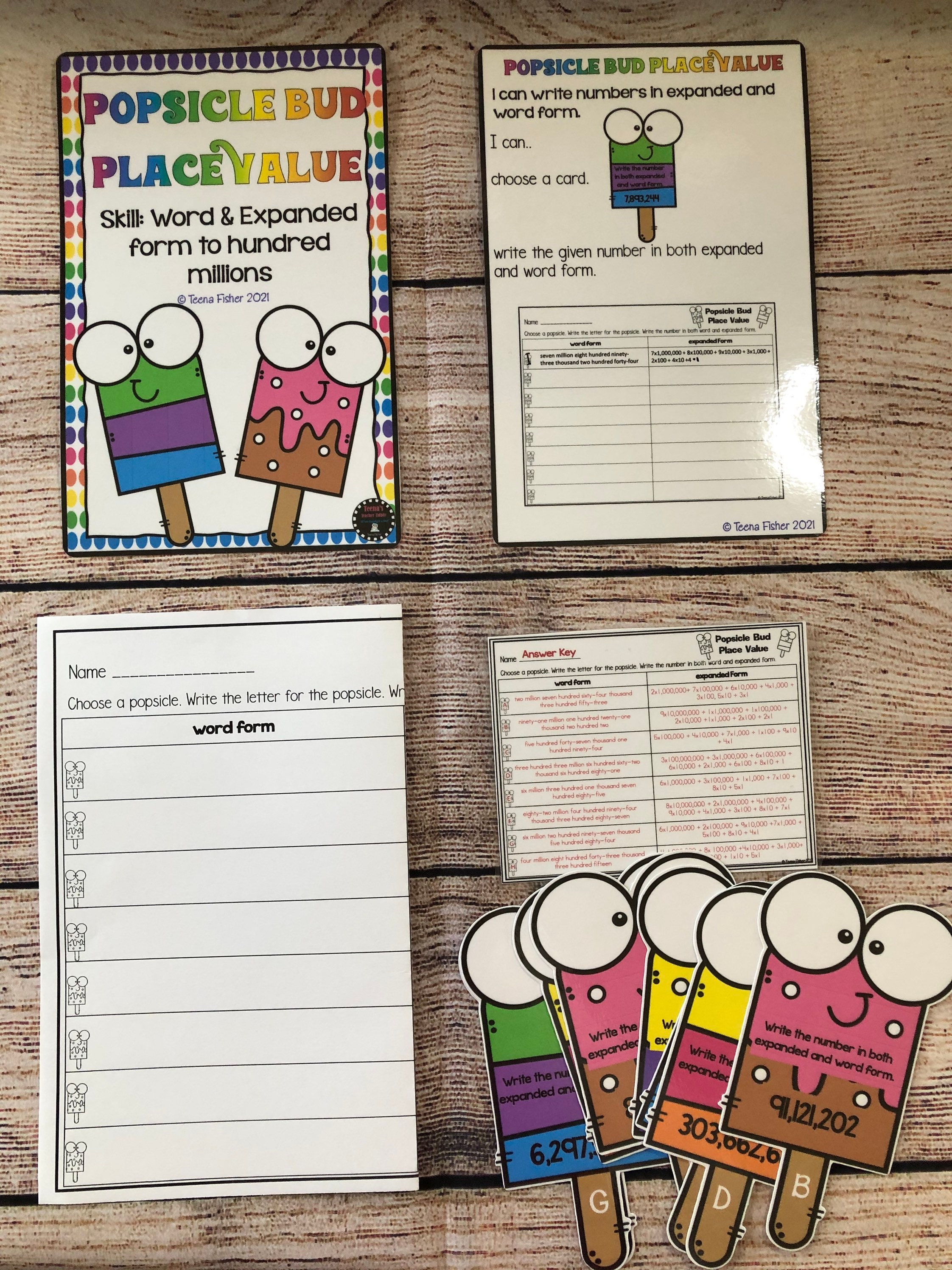 Popsicle Decimal Place Value Math File Folder Game Center | Etsy