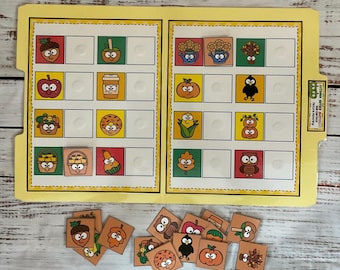 Autumn Cuties Identical Picture File Folder Game Kindergarten Preschool Math Discrimination Special Education Task Box Activity