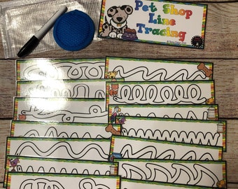 PDF Version Pet Shop Tracing Lines Visual Discrimination Task Box Busy Bag Classroom Educational Game Fine Motor Pre-Writing Preschool