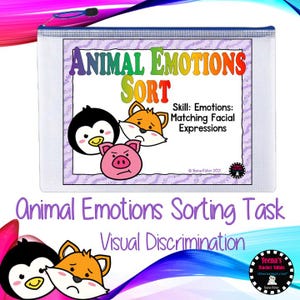 Wersja PDF – Karty z zadaniami do sortowania emocji zwierząt Torba na zajęcia dla przedszkolaków Uczucia