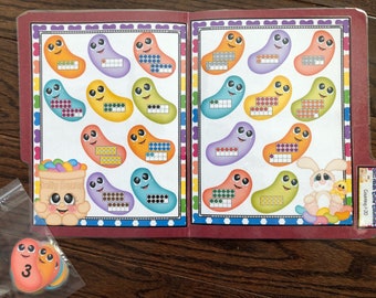 Jellybean Cutie's Counting File Folder Game Numbers 1~20 Kindergarten Preschool Math Easter