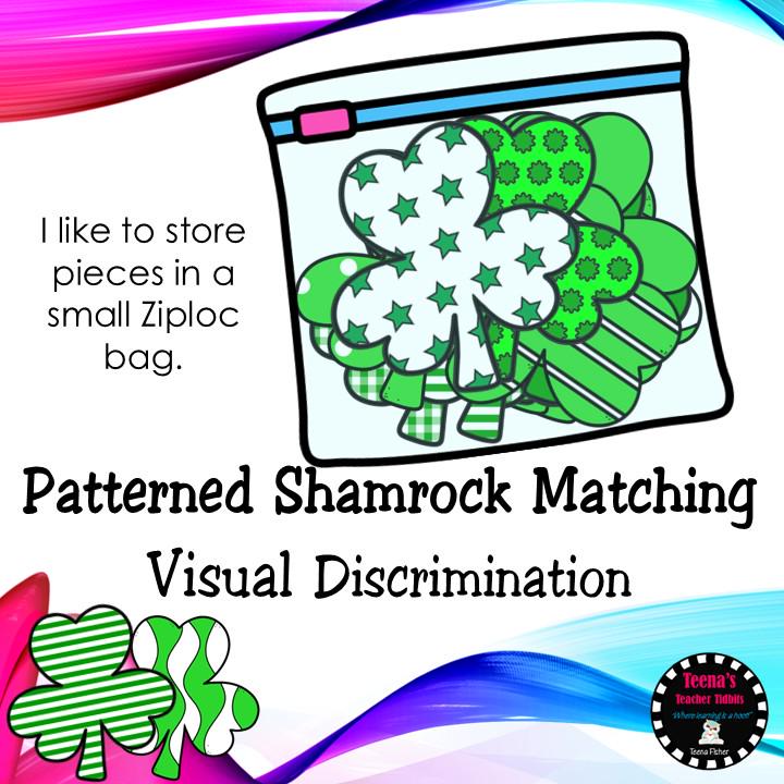 Patterned Shamrock Matching File Folder Game Kindergarten Preschool ...