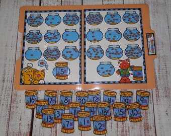 Feed the Fish Counting File Folder Game Numbers 1~20 Kindergarten Preschool Math