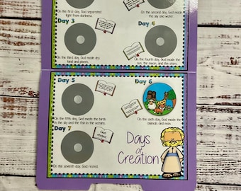 Days of Creation File Folder Game Center Teacher Resource Sunday School Bible Stories