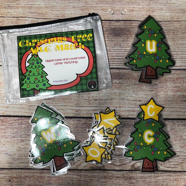 Christmas Tree Uppercase Lowercase Matching Cards Preschool Kindergarten Homeschool Busy Bag Letters Thanksgiving Task Box Fine Motor