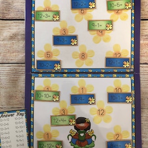 Daffodil Division Math File Folder Game Center Teacher Resource Mixed Division 8-12 Facts 2nd 3rd Grade