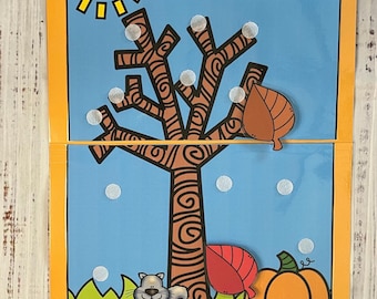 Falling Leaves Errorless Learning File Folder Game Pre-K Visual Discrimination Special Education Task Box Activity Autumn Fall