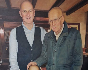Family portrait oil painting from photo, Hand painted painting on canvas