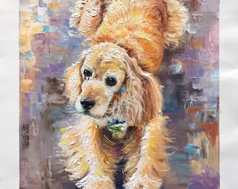 Custom Dog Oil Painting, Hand-Painted Pet Portrait Painting from photo