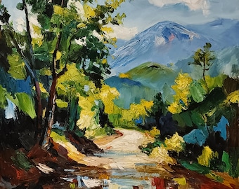Original Landscape Oil Painting, 80x80cm, Expressionist Style