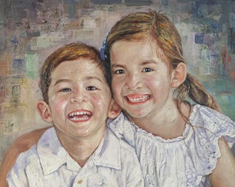 Portrait from Photo, Hand painted with oil on canvas, Unique Original oil painting
