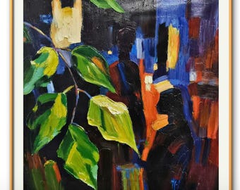 Abstract Oil Painting on Canvas, Original Impressionist Wall Art, 100x100cm