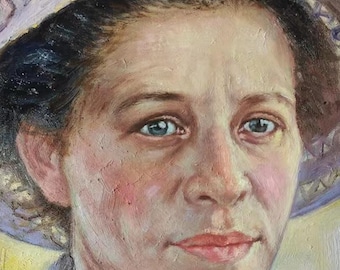 Personalized portrait oil painting from photo, Hand painted painting on canvas
