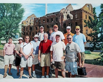 Group portrait painting from photo, Hand painted painting on canvas