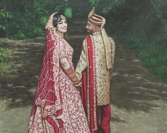 Custom Wedding Portrait painting: Hand-Painted Oil Painting from Photo