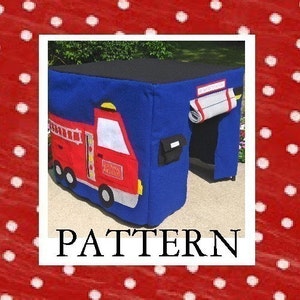 Fire Station Card Table Playhouse Applique Patterns, Instant Download, Use with Card Table Playhouse Pattern, Add On Applique Patterns Only