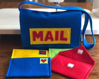 Mail Bag and Working Envelopes, Mail Set for Pretend Play