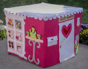 Card Table Playhouse, Bakery Playhouse, Cupcake Playhouse, Custom Order, Personalized, 40 removable and replaceable pieces