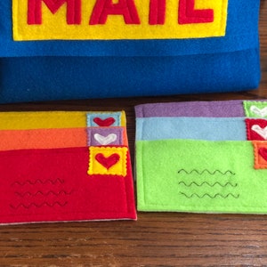 Play Mail Bag and Mail, Kids Mail Set, Blue Mail Bag and Envelopes image 3