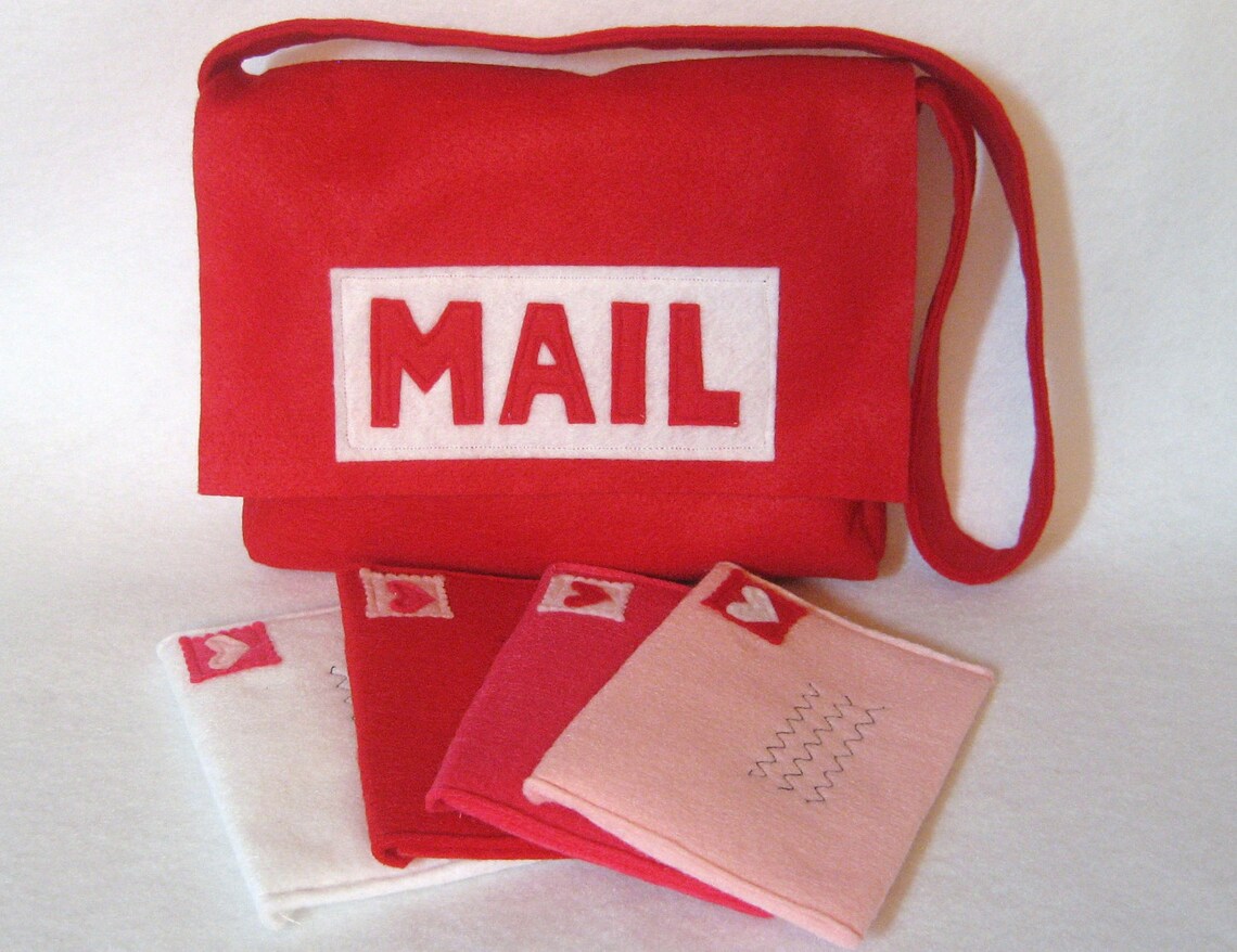 Red Mail Set Mail Bag With Working Envelopes for Pretend Etsy