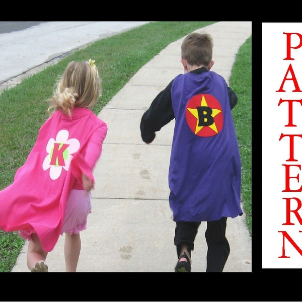 No Sew Cape Pattern, Costume, eBook Instant Download, Includes Applique Patterns and Three Alphabet Sets, 20 minute project