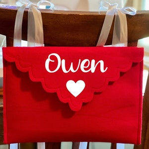 Personalized Chair Backer Envelope, 11 Color Choices, Opens and Closes for Special Messages, Valentine Mail Box image 2