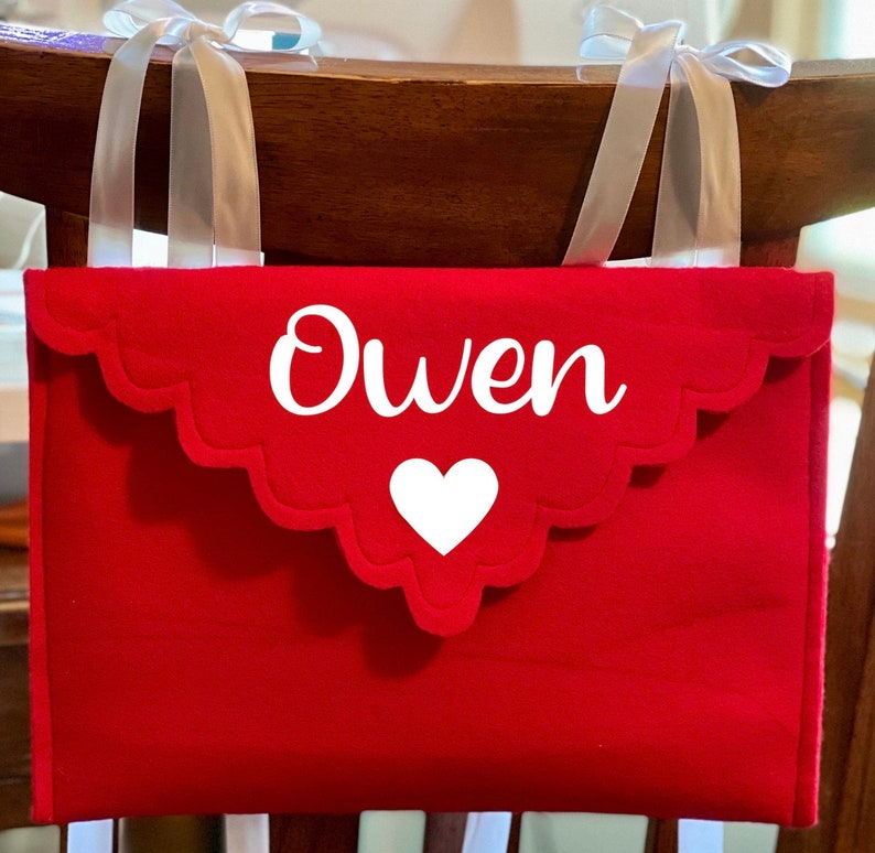 Personalized Chair Backer Envelope, 11 Color Choices, Opens and Closes for Special Messages, Valentine Mail Box image 2