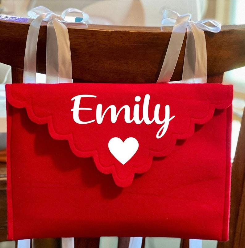 Personalized Chair Backer Envelope, 11 Color Choices, Opens and Closes for Special Messages, Valentine Mail Box image 1