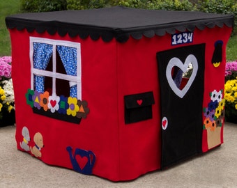 Card Table Playhouse, Play Tent, Kids Teepee, Fort, Red Double Delight Playhouse, Personalized, Custom Order, As Seen on The Today Show