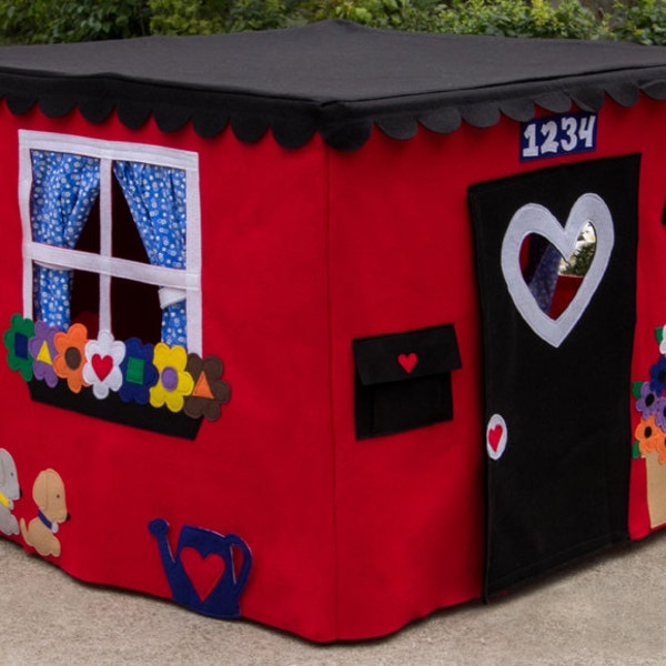 Card Table Playhouse, Play Tent, Kids Teepee, Fort, Red Double Delight Playhouse, Personalized, Custom Order, As Seen on The Today Show