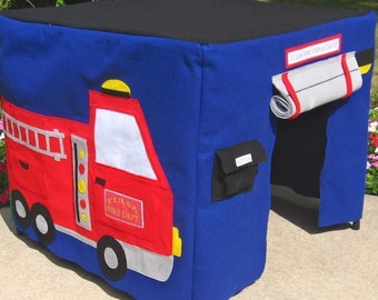 Fire Station Card Table Playhouse, Childrens Tent, Play Tent, Kids Teepee, Fabric Playhouse, Indoor Playhouse, Personalized, Custom Order