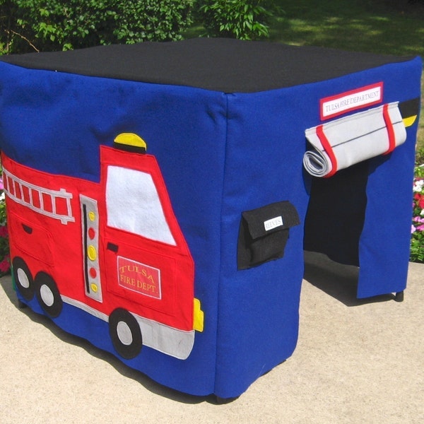 Fire Station Card Table Playhouse, Childrens Tent, Play Tent, Kids Teepee, Fabric Playhouse, Indoor Playhouse, Personalized, Custom Order