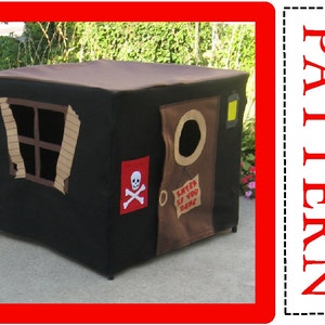 Card Table Playhouse Sewing Pattern, Pirate Playhouse, Instant Download, Complete Pattern, Includes Full Alphabet Sets for Personalization