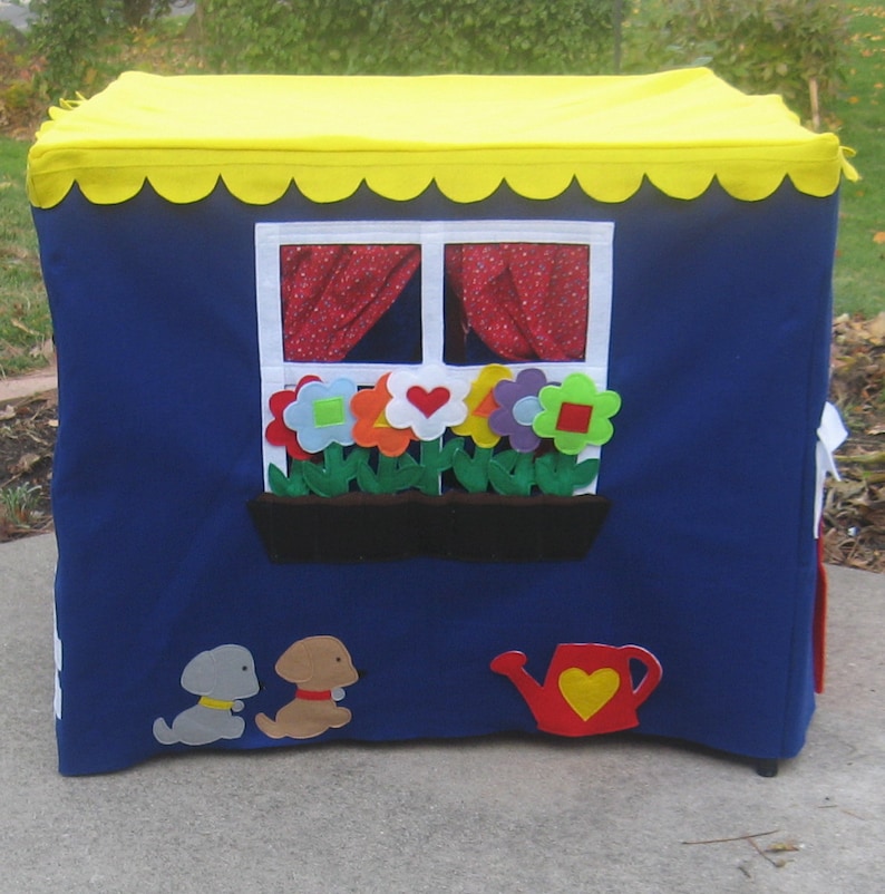 Custom Order Personalized Pickable Flowers Royal Blue Double Delight Kids Card Table Playhouse Fits Your Card Table