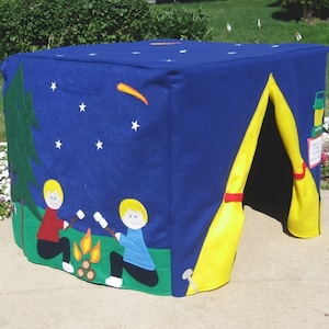 Camp Site Card Table Playhouse, Tablecloth Playhouse, Toddler Gift, Kids Gift, Personalized, Custom Order image 1