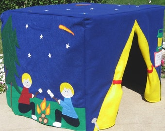 Camp Site Card Table Playhouse, Tablecloth Playhouse, Toddler Gift, Kids Gift, Personalized, Custom Order