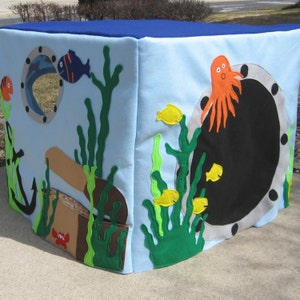 Ocean Card Table Playhouse, Play Tent, Kids Teepee, Indoor Playhouse, Toddler Playhouse, Felt Playhouse, Kids Gift, Custom Order