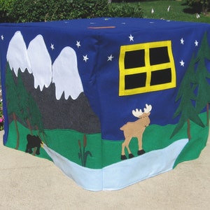 Camp Site Card Table Playhouse, Tablecloth Playhouse, Toddler Gift, Kids Gift, Personalized, Custom Order image 3